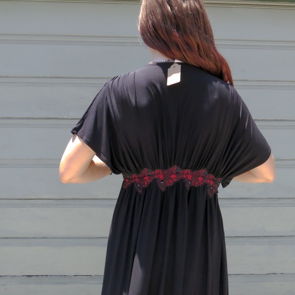 Whimsigoth Black Flowy Maxi Robe - Picture 8 of 8